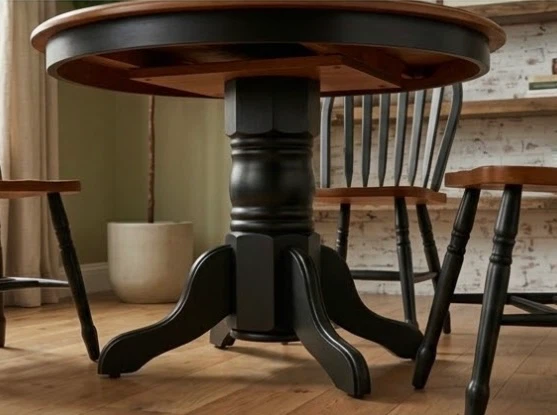 Round wooden dining table and four chairs - photo 3