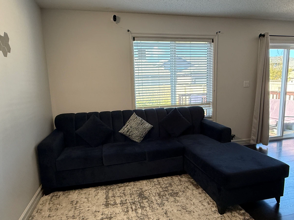 Navy Blue Sectional Sofa with Chaise - photo 2