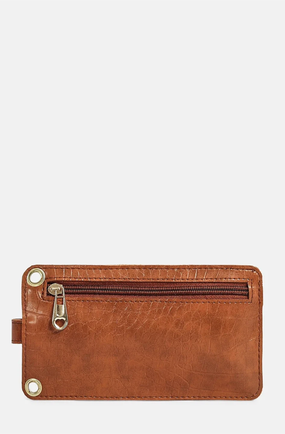 Tan Croc-Embossed Crossbody Phone Bag - photo 2