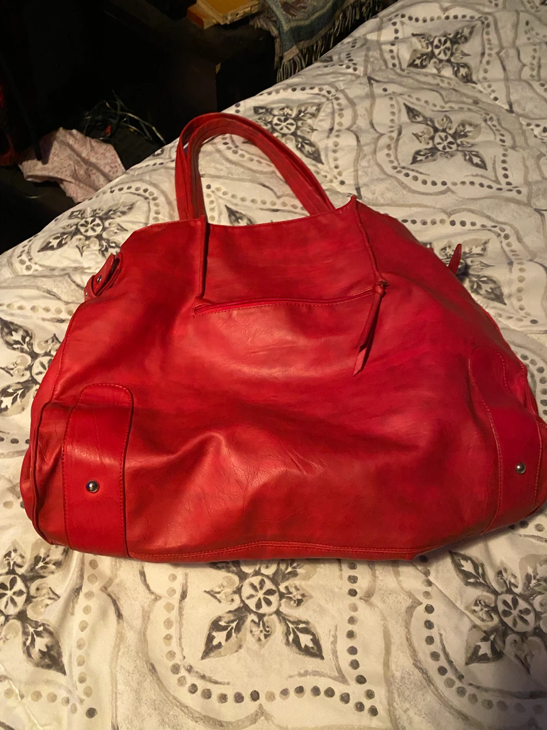 Red Faux Leather Shoulder Bag - photo 4