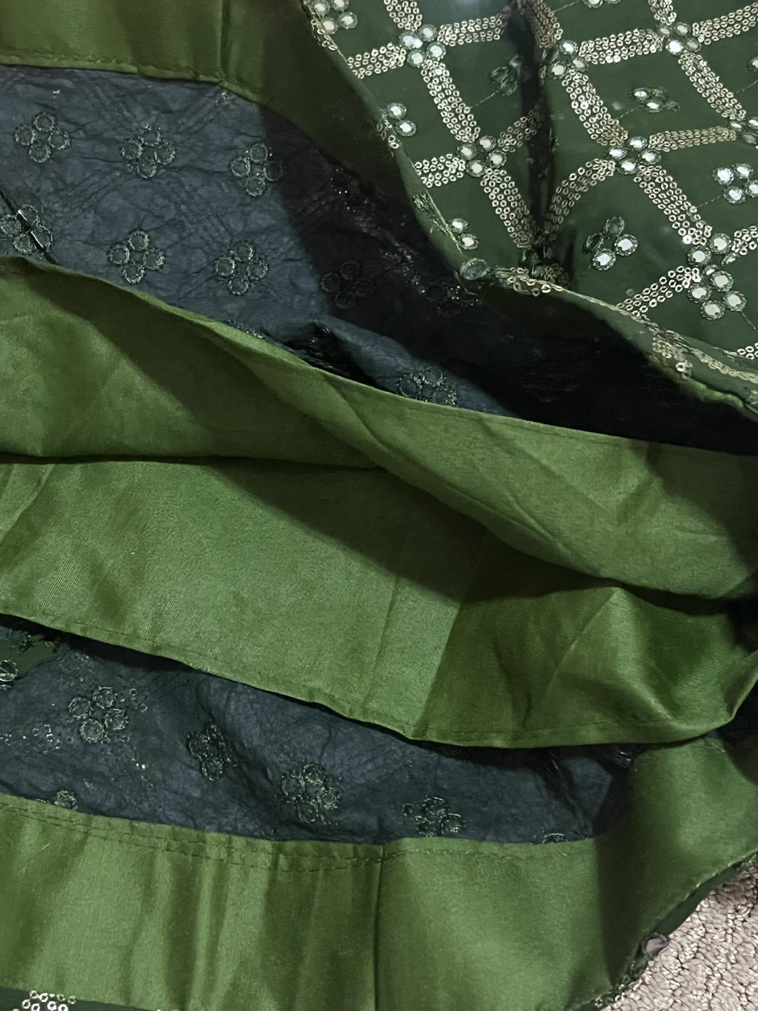 green lengha w/ pink scarf - photo 2