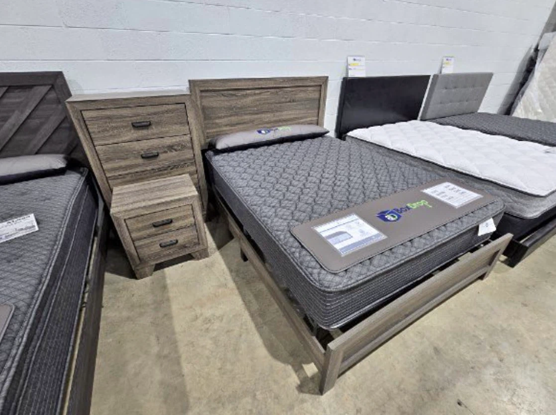 Rustic Wood Bed Frame and Nightstand Set