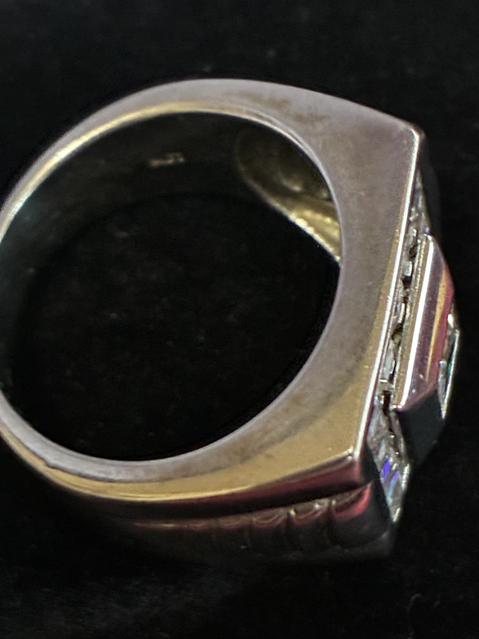 Silver-Tone Men's Statement Ring with Stones - photo 2