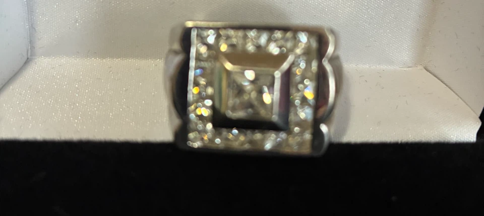 Silver-Tone Men's Statement Ring with Stones - photo 3