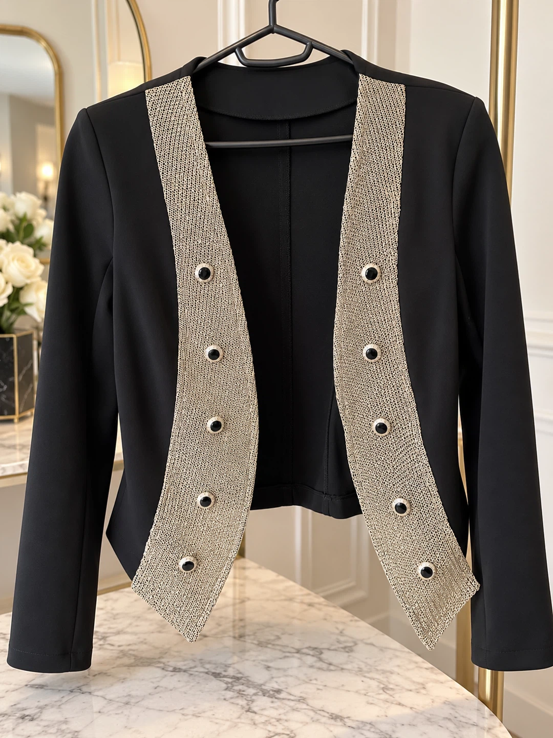 Black and gold metallic trim blazer - photo 2