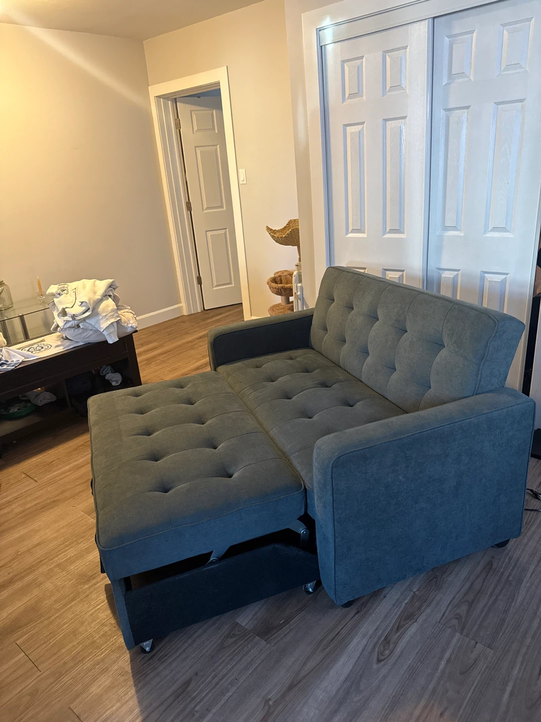 Dark Green Convertible Sofa Bed - photo 2
