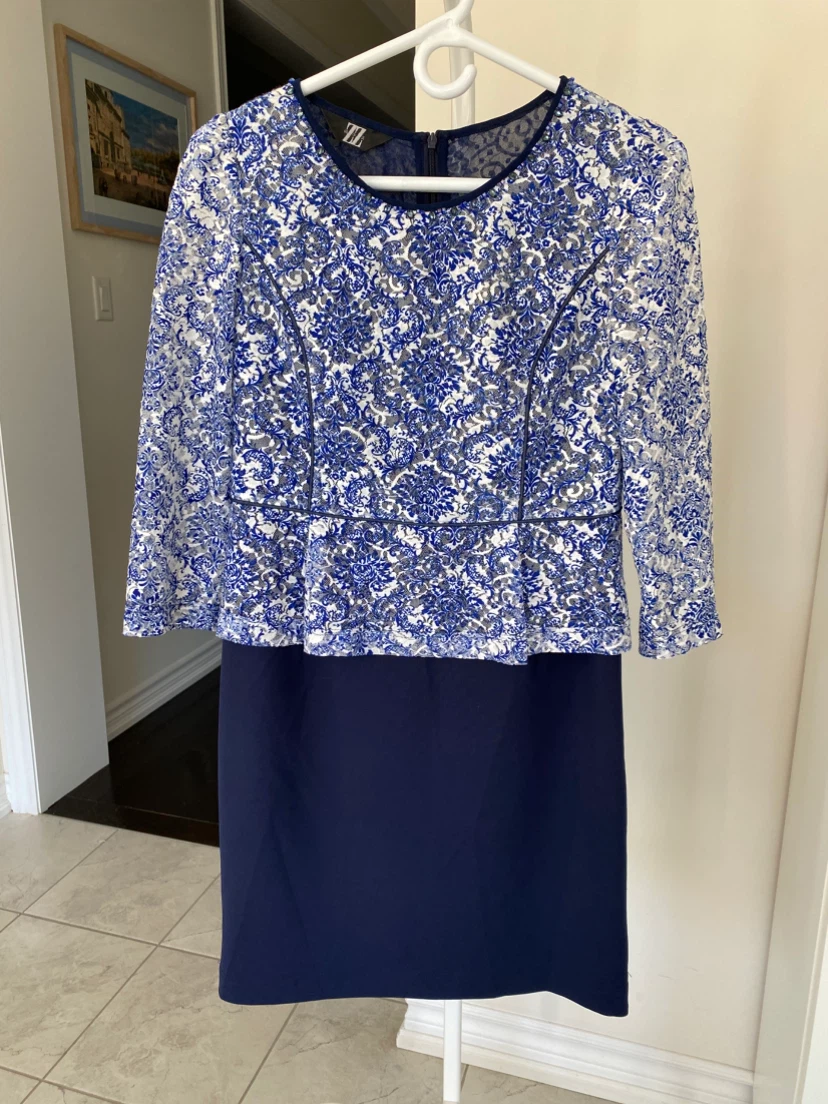 Women’s Blue Lace Peplum Dress (M)