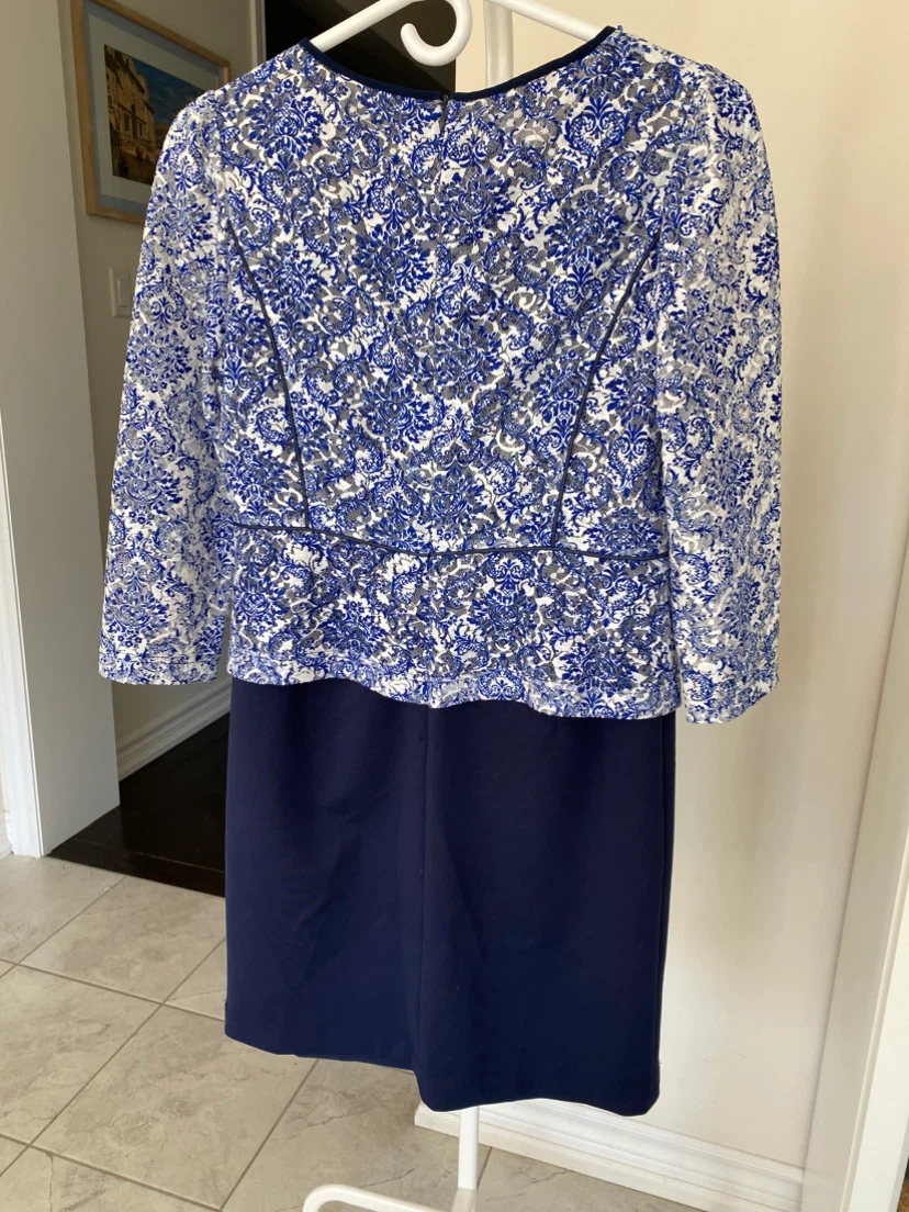 Women’s Blue Lace Peplum Dress (M) - photo 2