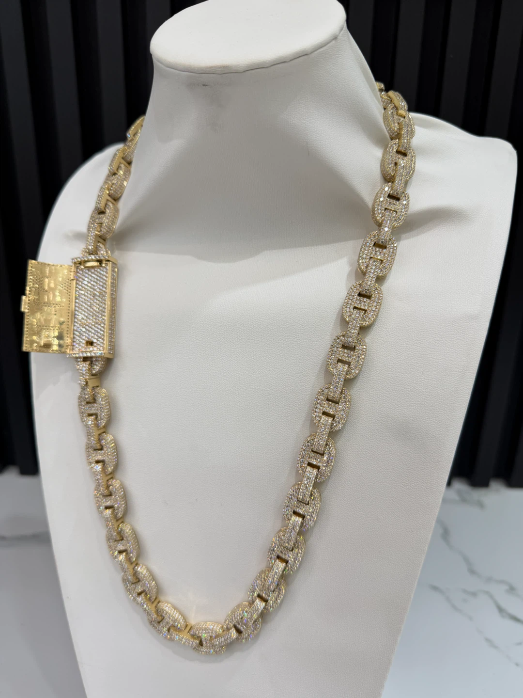 Gold Tone Iced Out Chain Necklace 14kt
