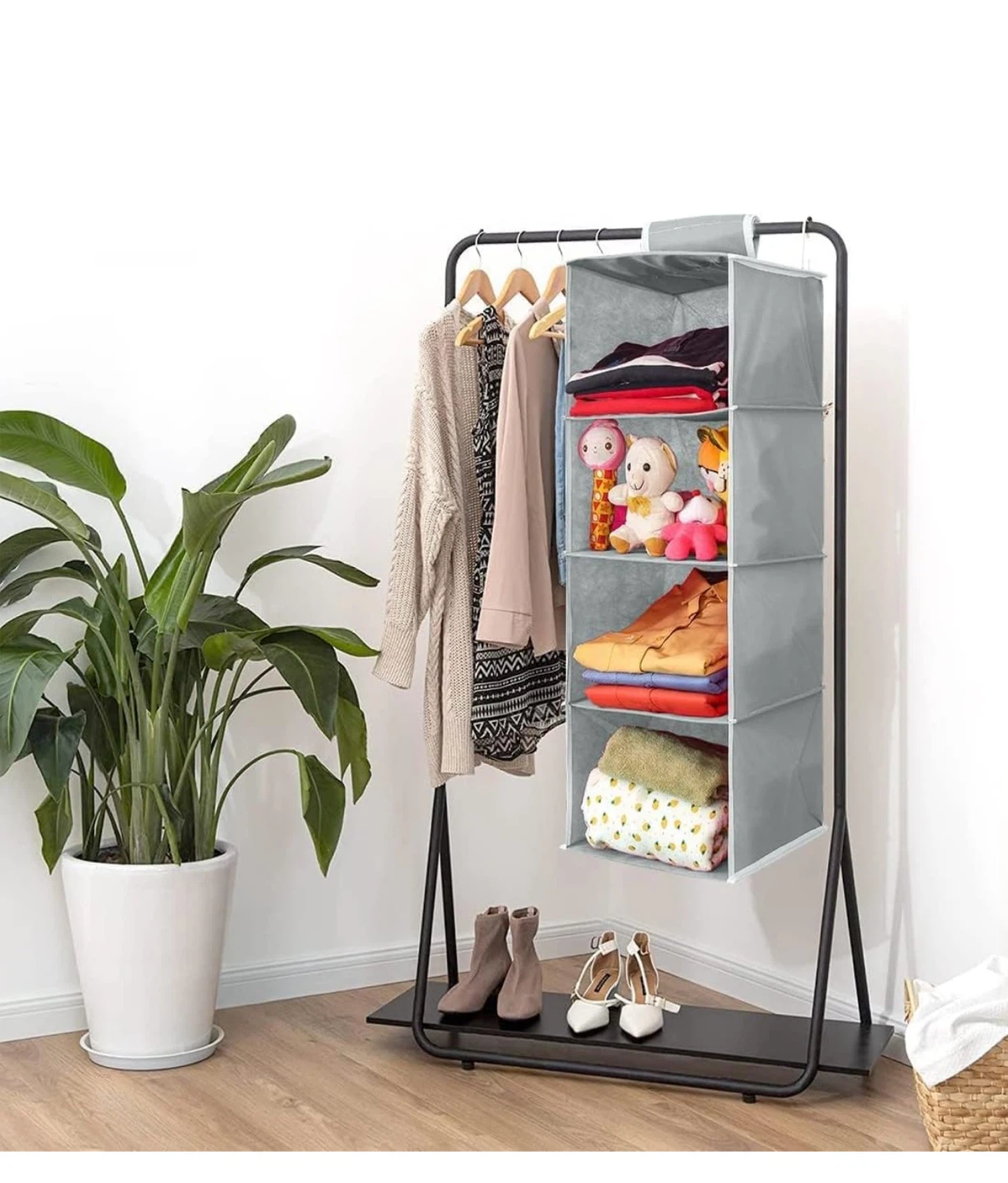 Foldable Hanging 4 Shelves Closet Cloth Organizer, Pack of 4 - photo 2