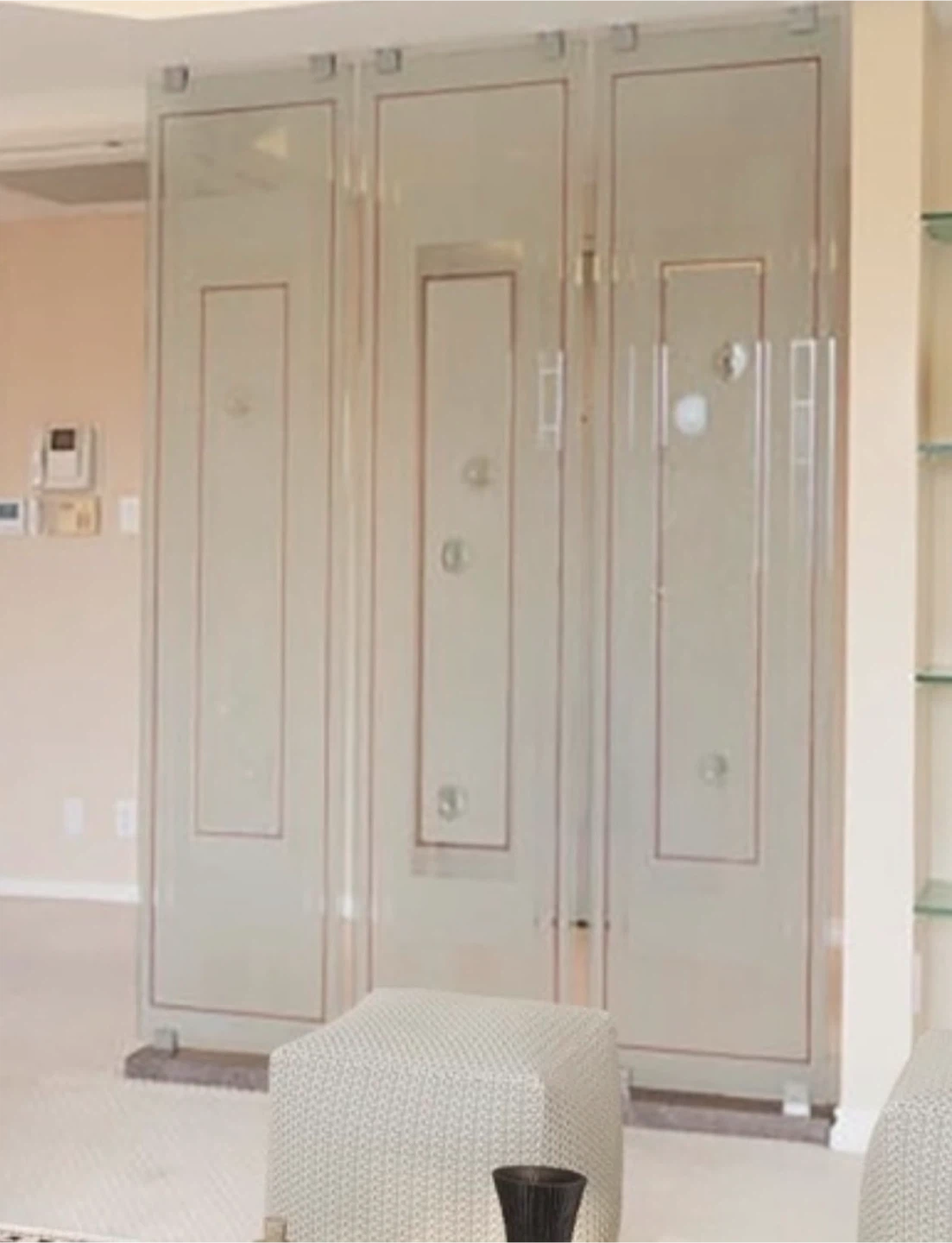 Three-Panel Decorative Glass Room Divider