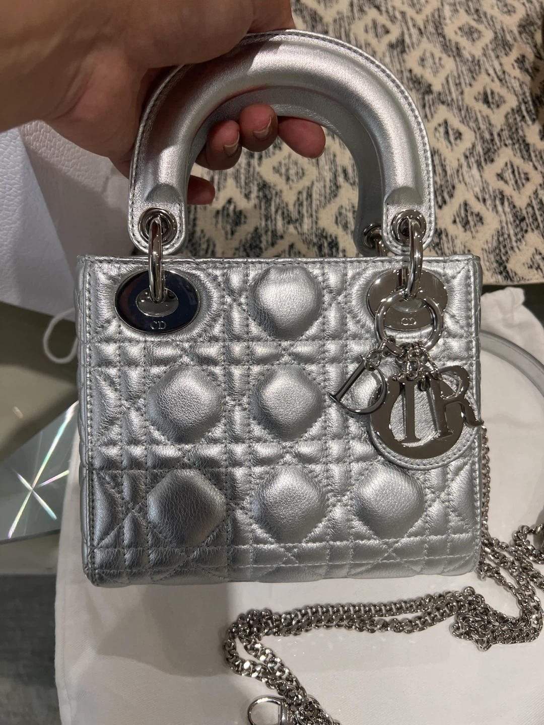 Mini Lady Dior Metallic Silver 2026
