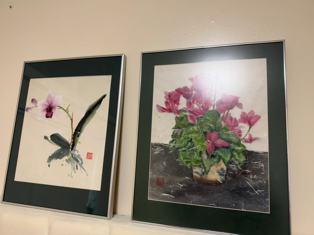 Two Framed Floral Paintings