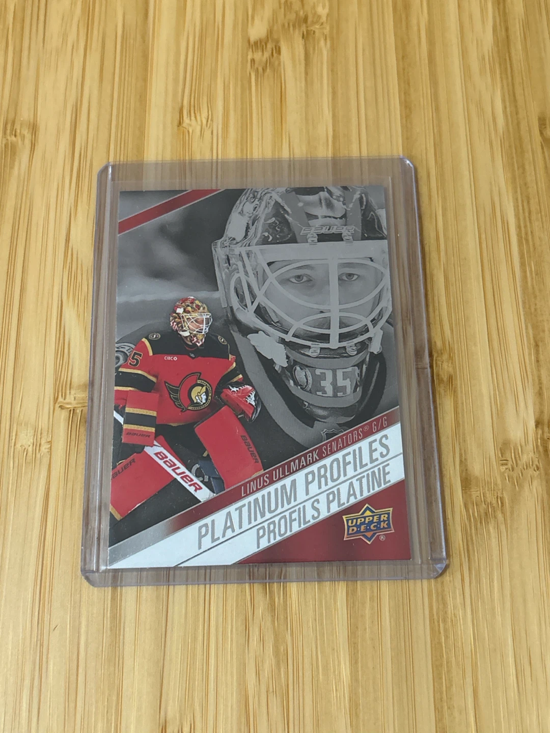 Linus Ullmark platinum profiles hockey card