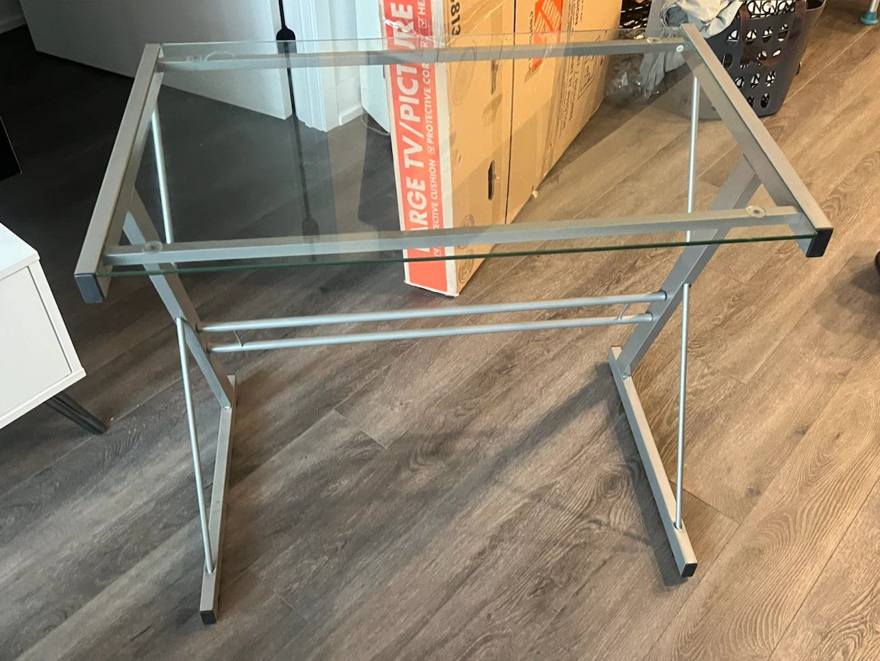 Modern Glass Top Z-Frame Desk