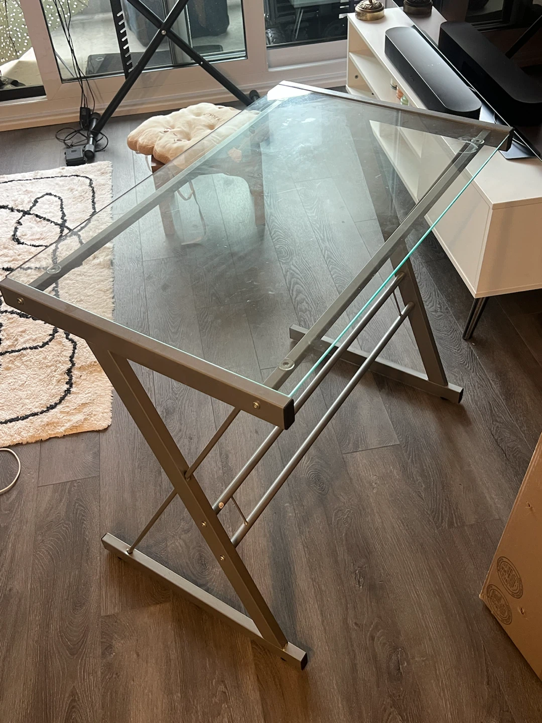 Modern Glass Top Z-Frame Desk - photo 2
