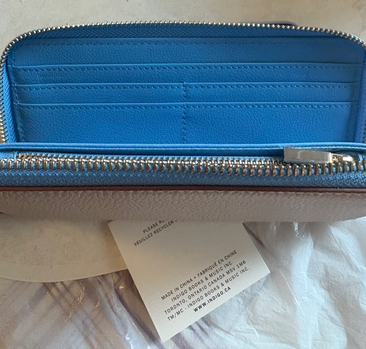 Brand New Love & Lore Continental Zipper Wallet – Cream & Blue - photo 2