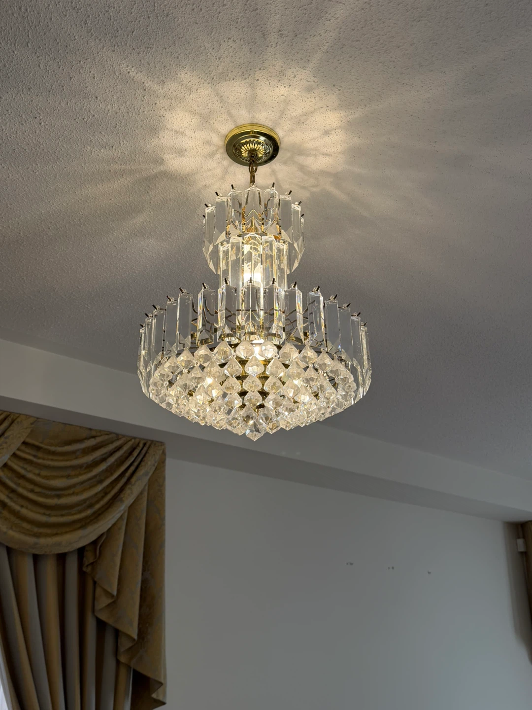 Vintage Brass and Crystal Chandelier