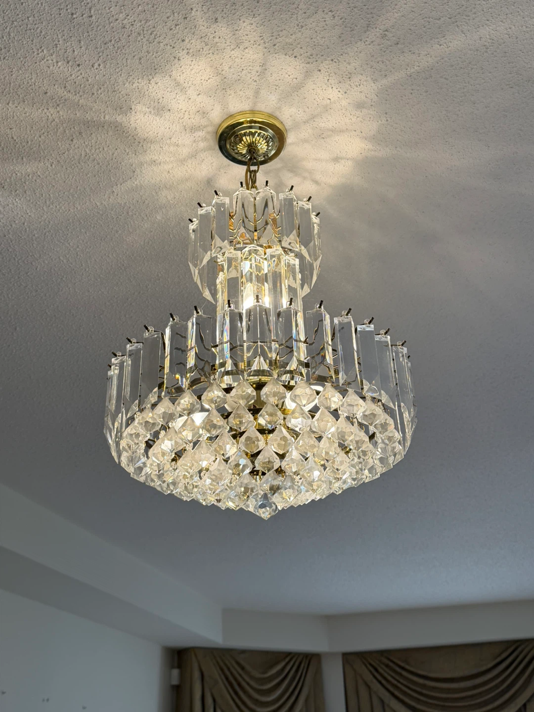 Vintage Brass and Crystal Chandelier - photo 2