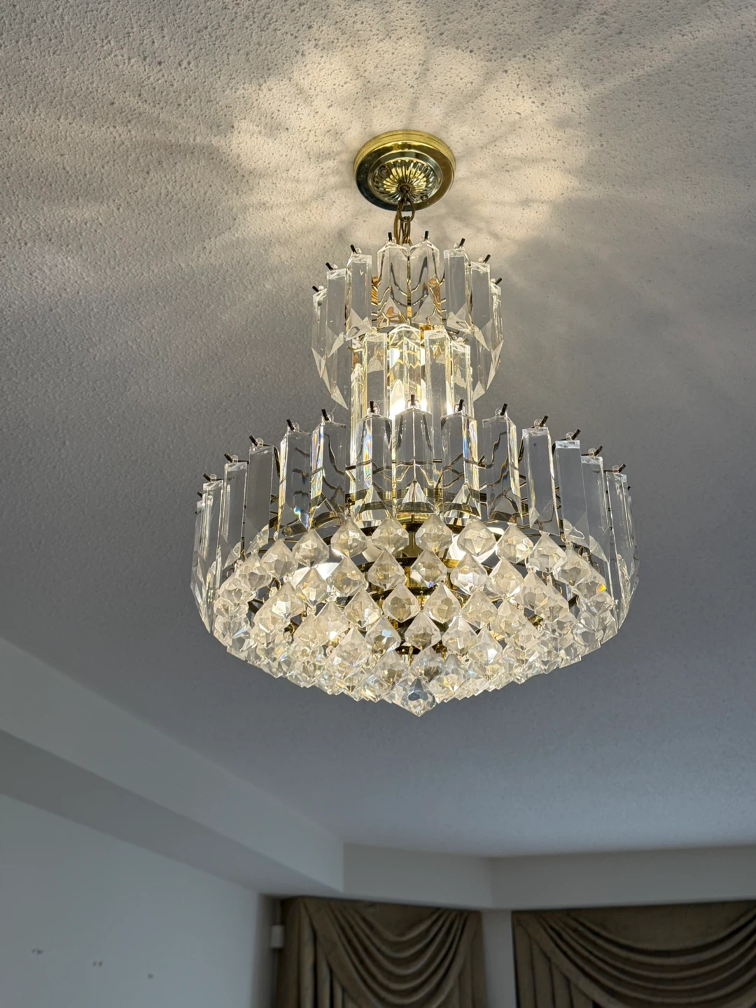 Vintage Brass and Crystal Chandelier - photo 3