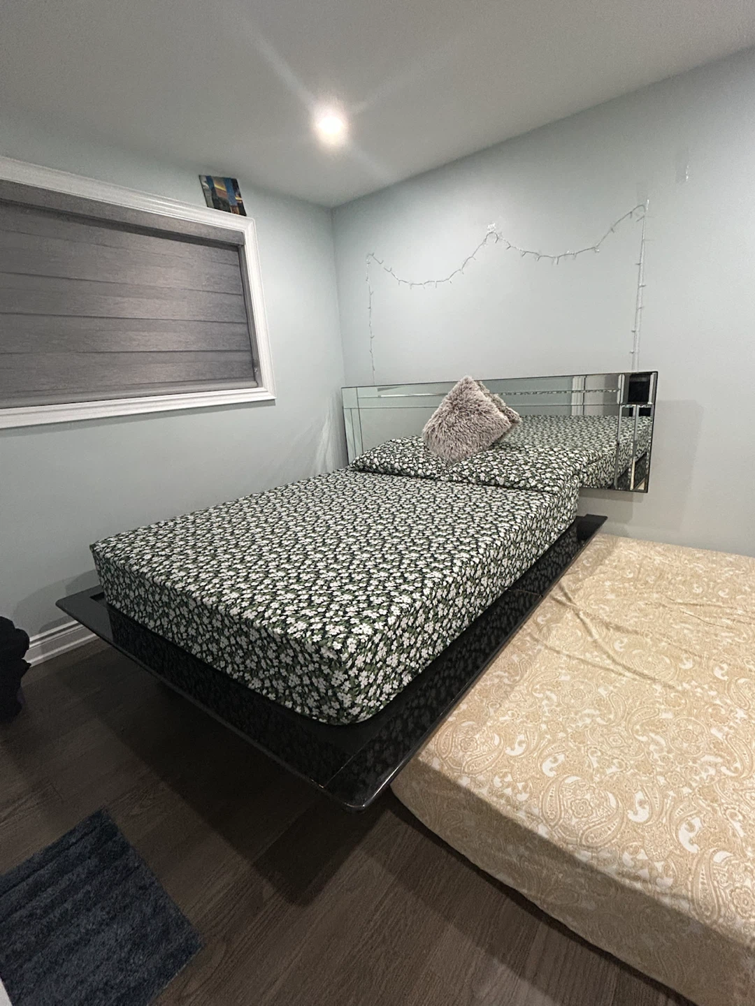 Modern Floating Bed Frame with Mirrored Headboard - photo 2