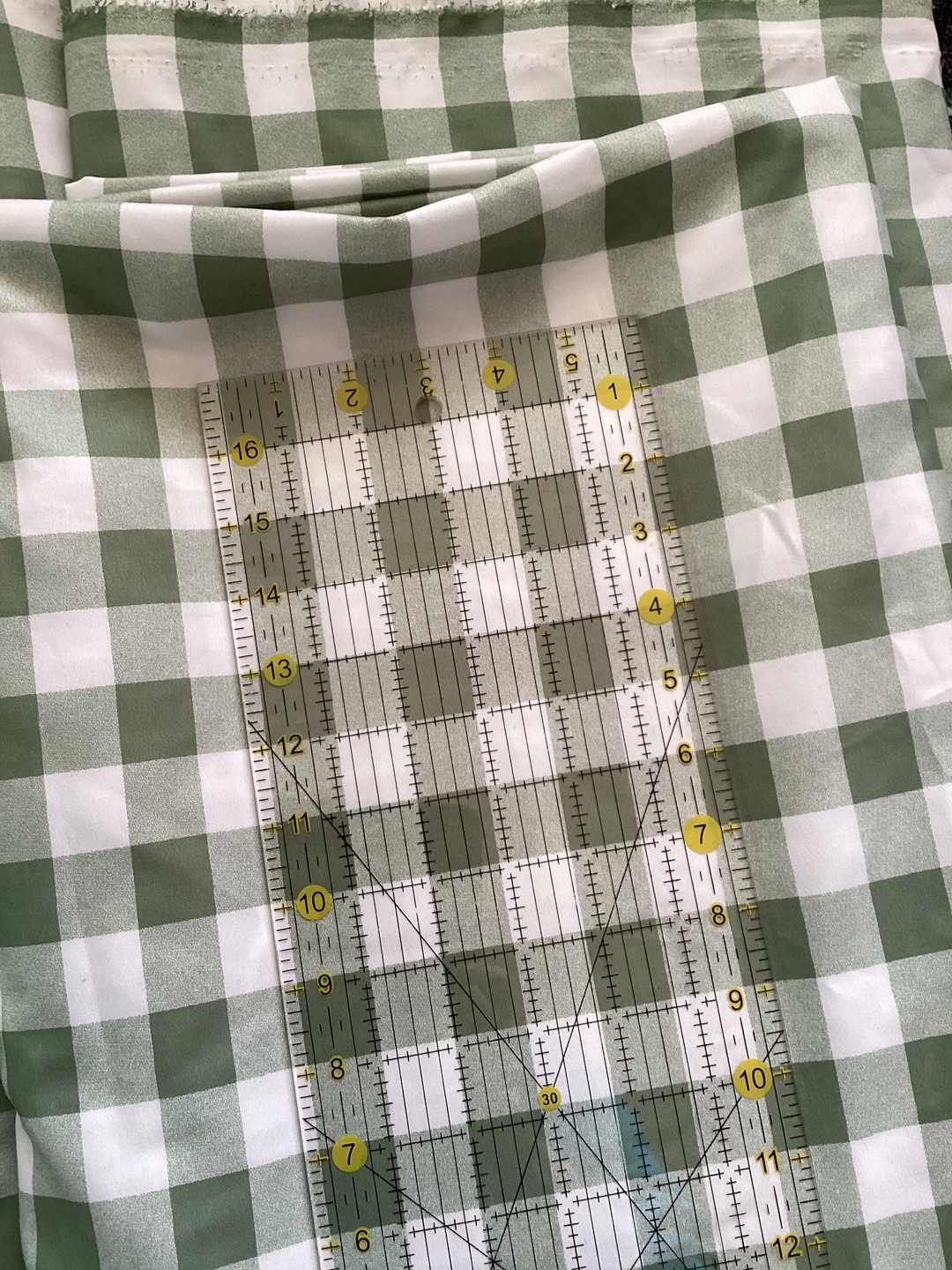 Green and White Gingham Fabric (Trade) - photo 4