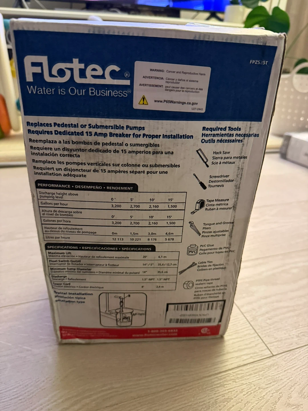 Flotec 1/4 HP Sump Pump FPZS25T - photo 3
