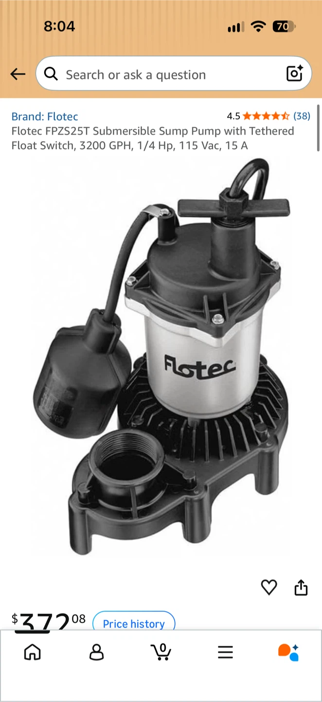 Flotec 1/4 HP Sump Pump FPZS25T - photo 5