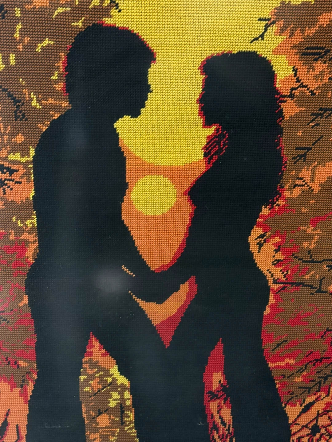 Framed Sunset Couple Cross-Stitch Art - photo 3