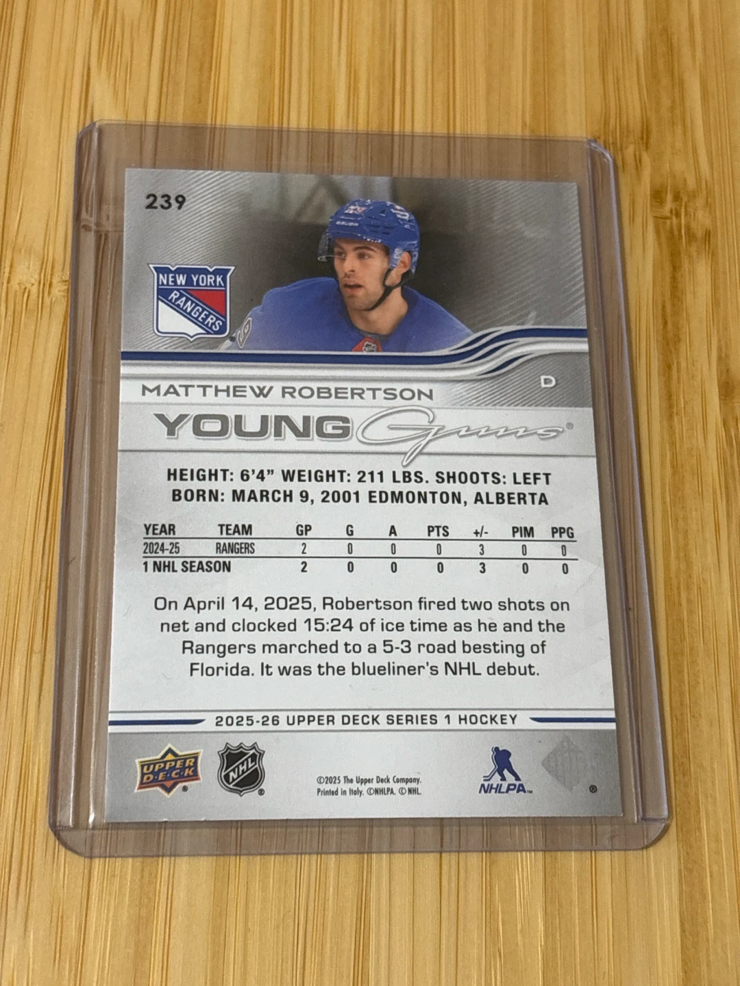 Matthew Robertson young guns hockey card - photo 2