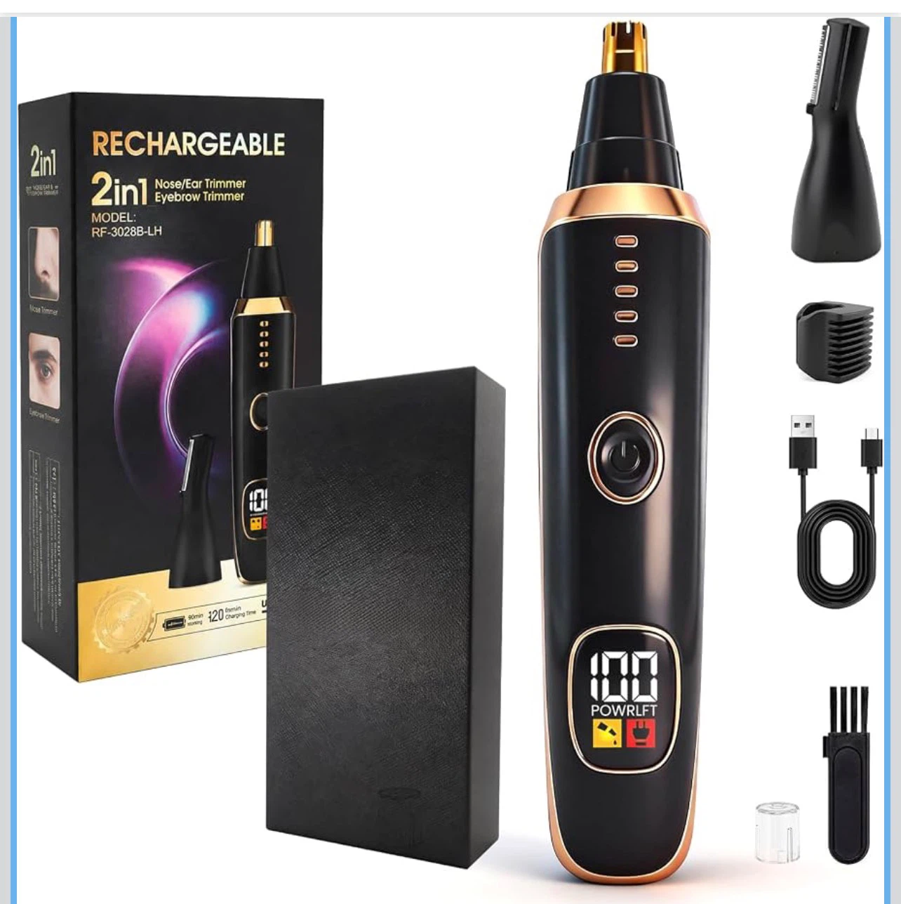 2-in-1 Rechargeable Nose and Eyebrow Trimmer