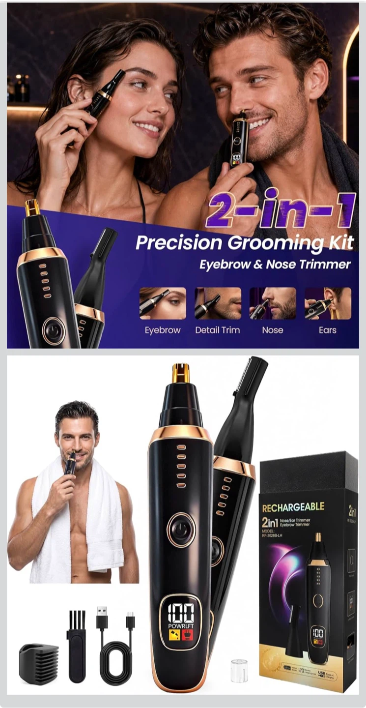2-in-1 Rechargeable Nose and Eyebrow Trimmer - photo 4
