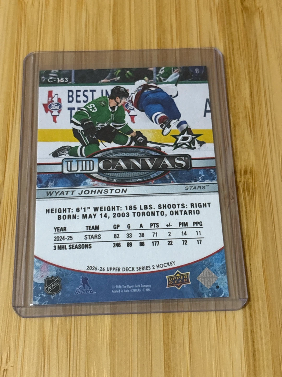Wyatt Johnston UD canvas hockey card - photo 2