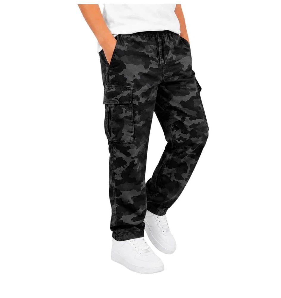 NovaMen Black Camo Cargo Pants