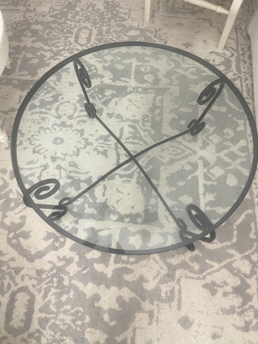 Round glass rod iron Coffee table - photo 2