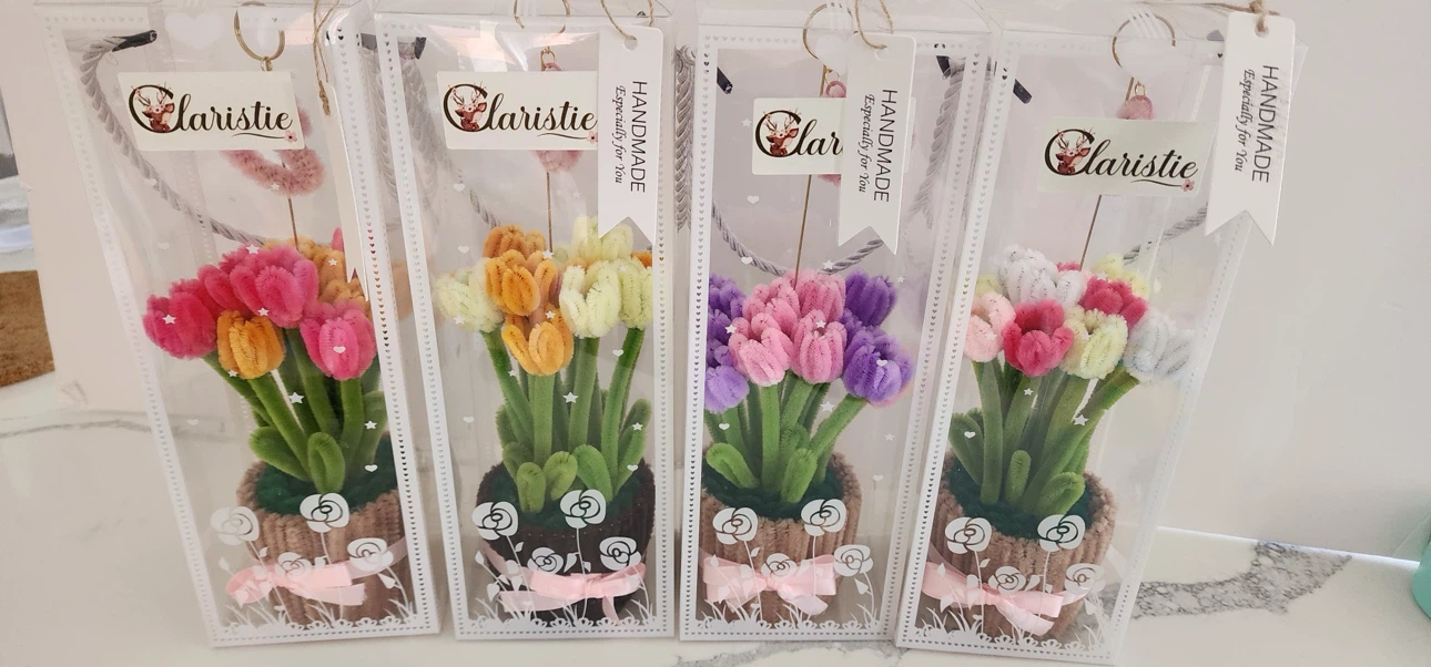 Claristie Handmade Pipe Cleaner Mini Flower Photo Holder