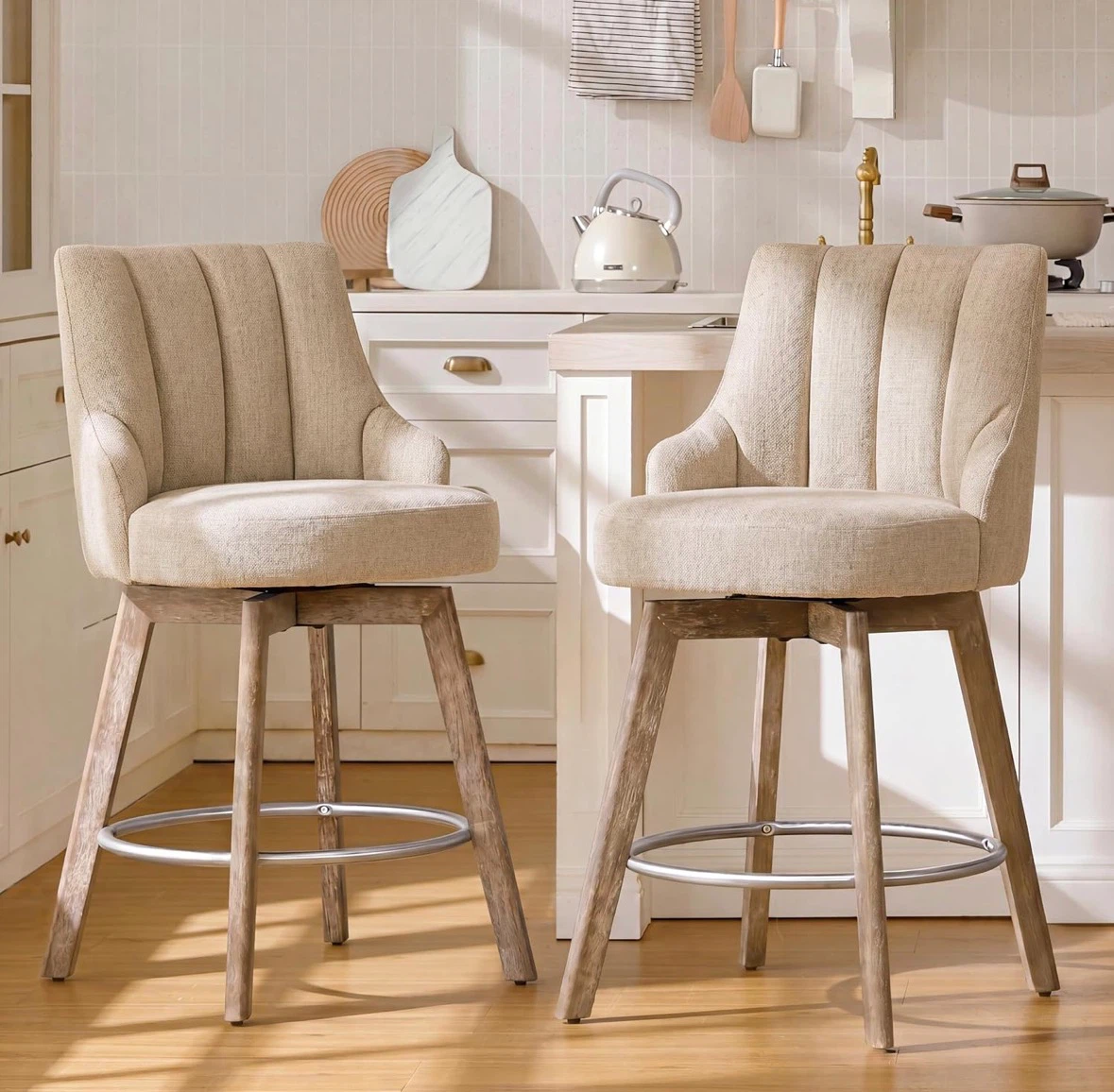 (NEW) Set of 2 Swivel Bar Stools