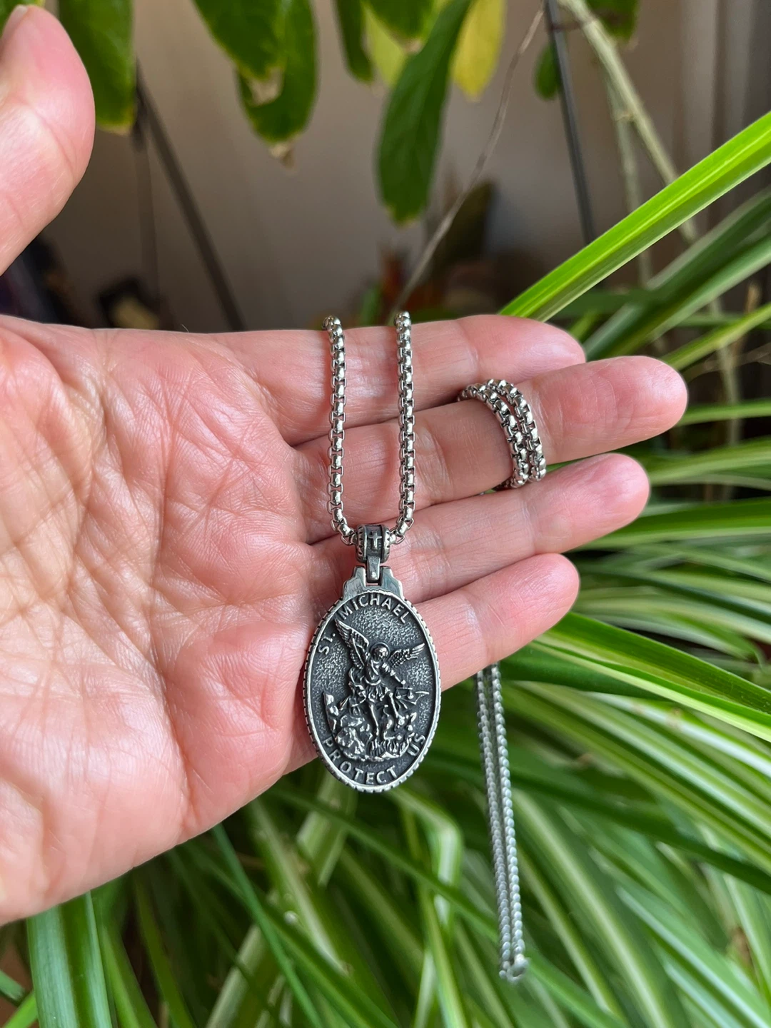 St. Michael Pendant Necklace. Stainless Steel