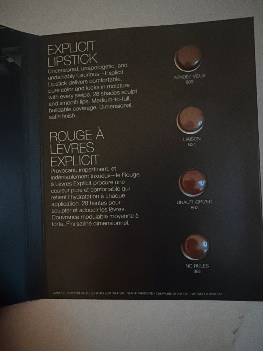 $10 for 4  / $25 for 11 NARS 4 Explicit Lipstick Sample Set - photo 2