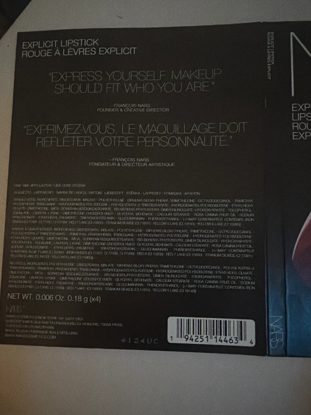 $10 for 4  / $25 for 11 NARS 4 Explicit Lipstick Sample Set - photo 4