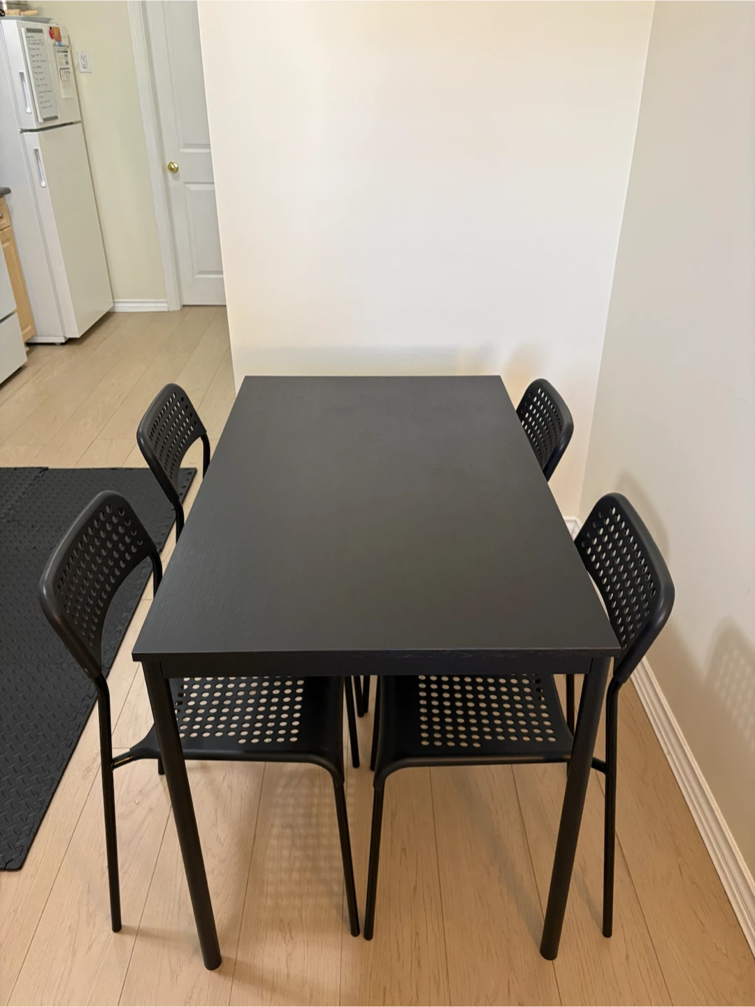 IKEA Black Dining Table + 4 Chairs Set
