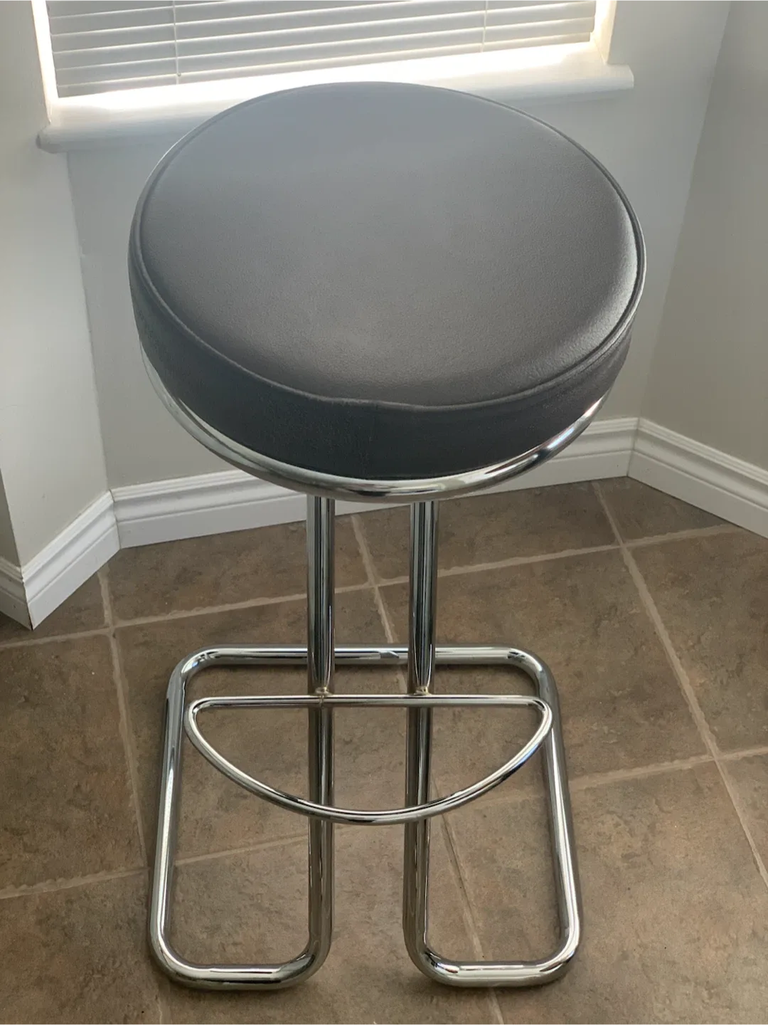 Modern Brown Faux Leather Bar Stool