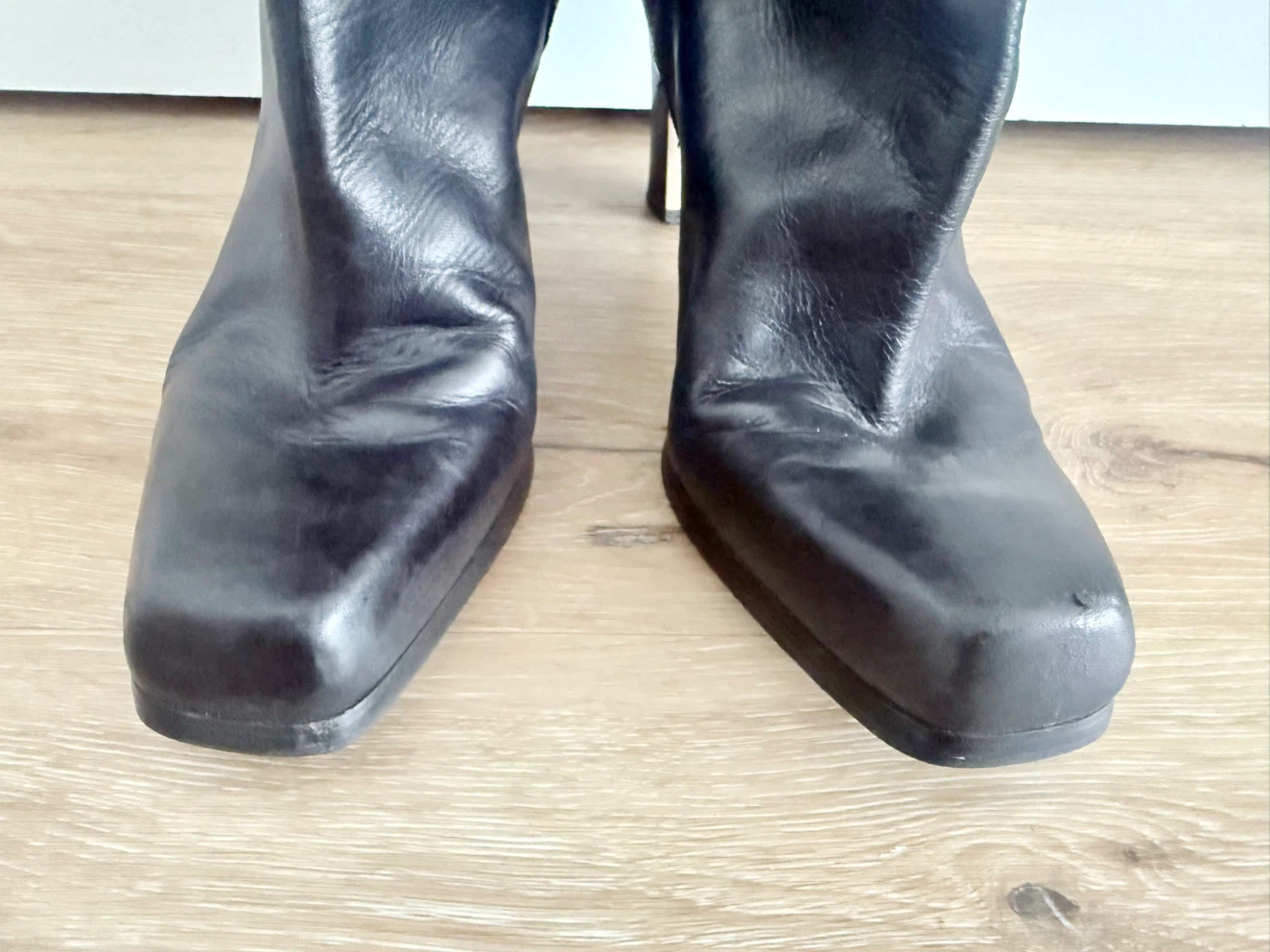 Nine West Black Leather Knee High Heeled Boots Size 9.5M - photo 3
