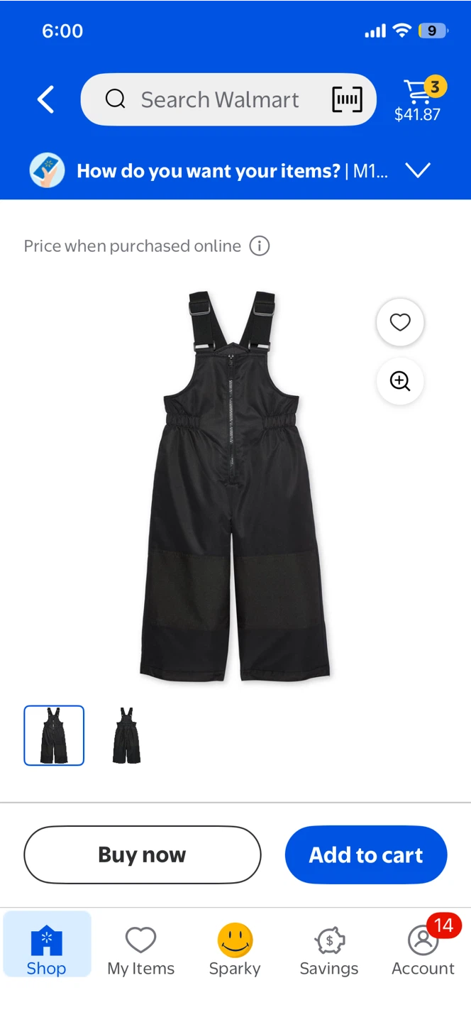 Kids Black Winter Snow Bib Overalls