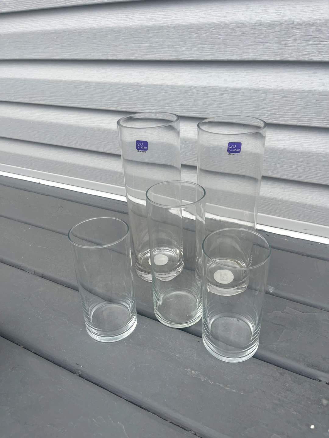Set of 5 Casa di Vetro clear glass cylinders