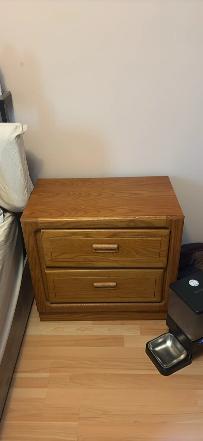 Wooden two-drawer nightstand - photo 4