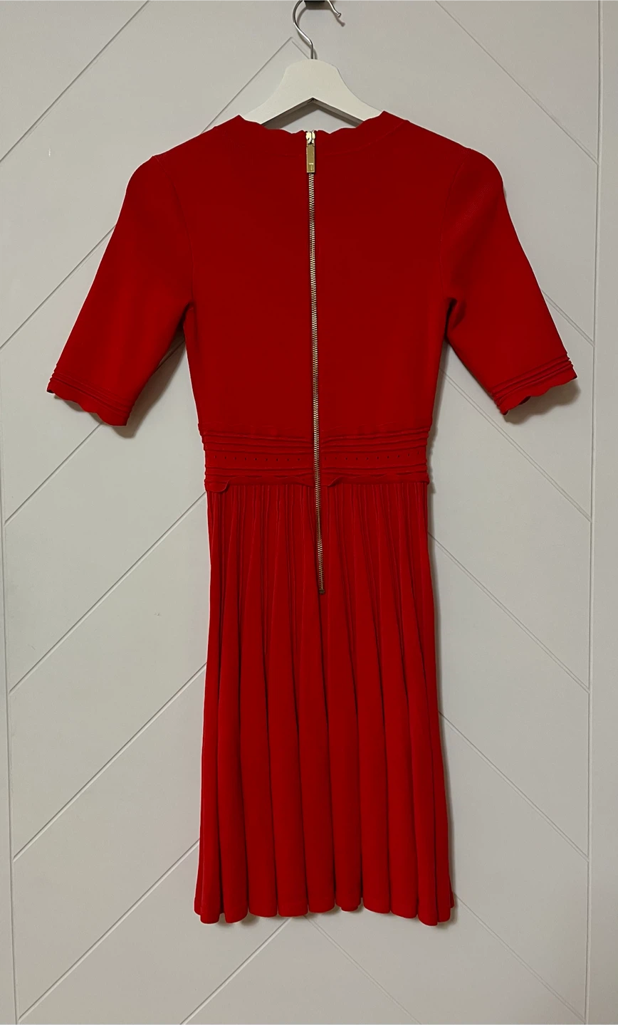 Ted Baker Red Pleated Knit Dress Size S - photo 4