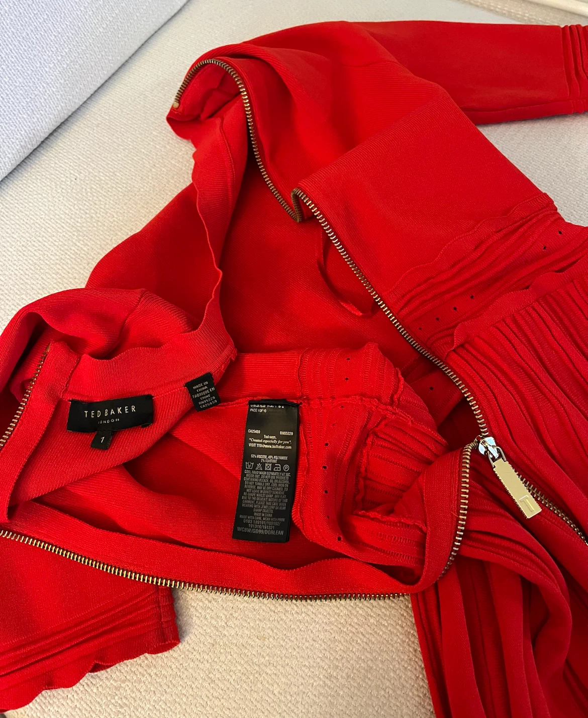 Ted Baker Red Pleated Knit Dress Size S - photo 5