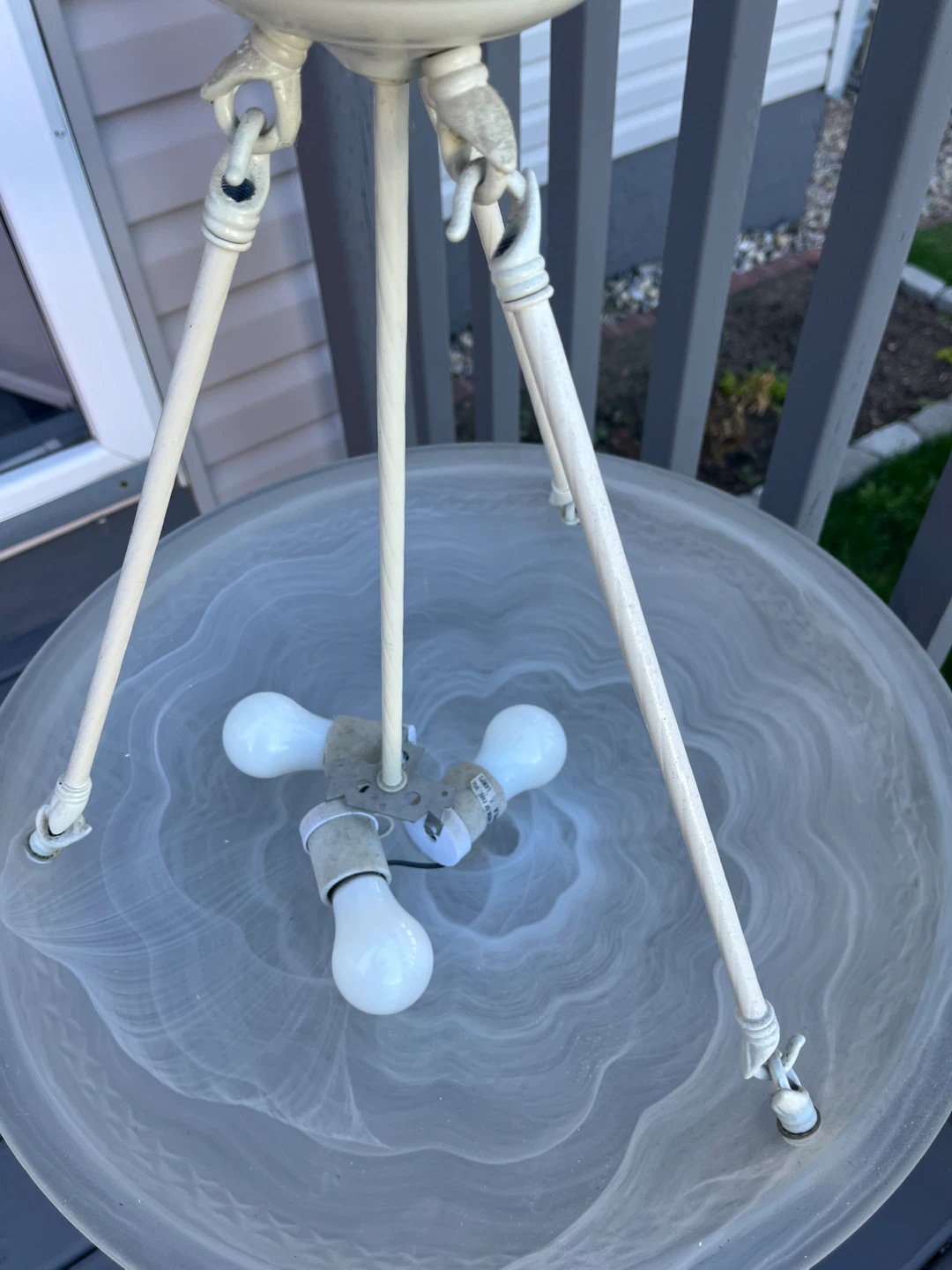 White Pendant Light with Frosted Glass Bowl - photo 3