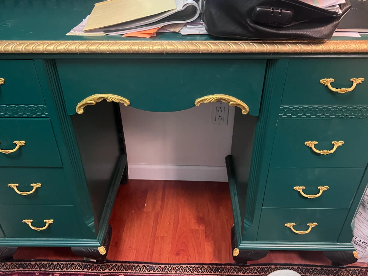 Vintage Green and Gold Desk - photo 2